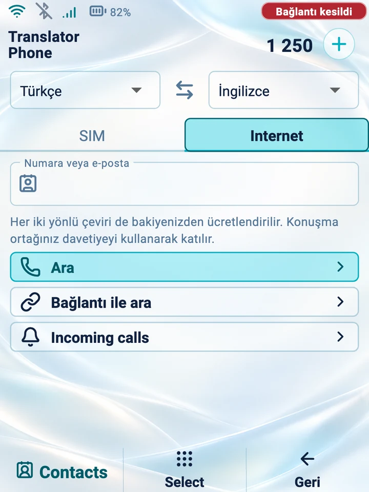 Cihaz ekranı: internet araması